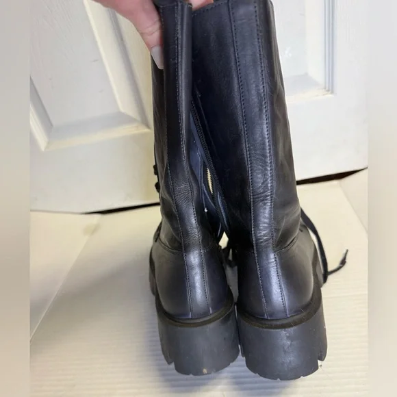 Free People Jones Lug Sole Combat Boot Size 7 Leather BlacK NEW - Picture 9 of 15